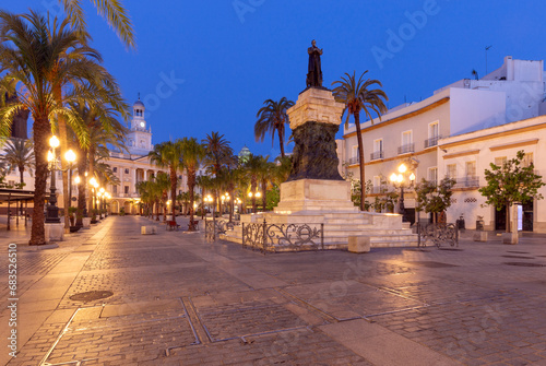 San Juan de Dios square in Cadiz at dawn.