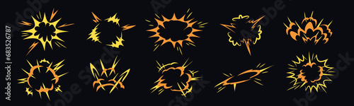 Comic explosion boom effect. Slap burst boom bang frame.