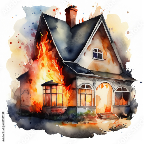 Palący się dom pożar
