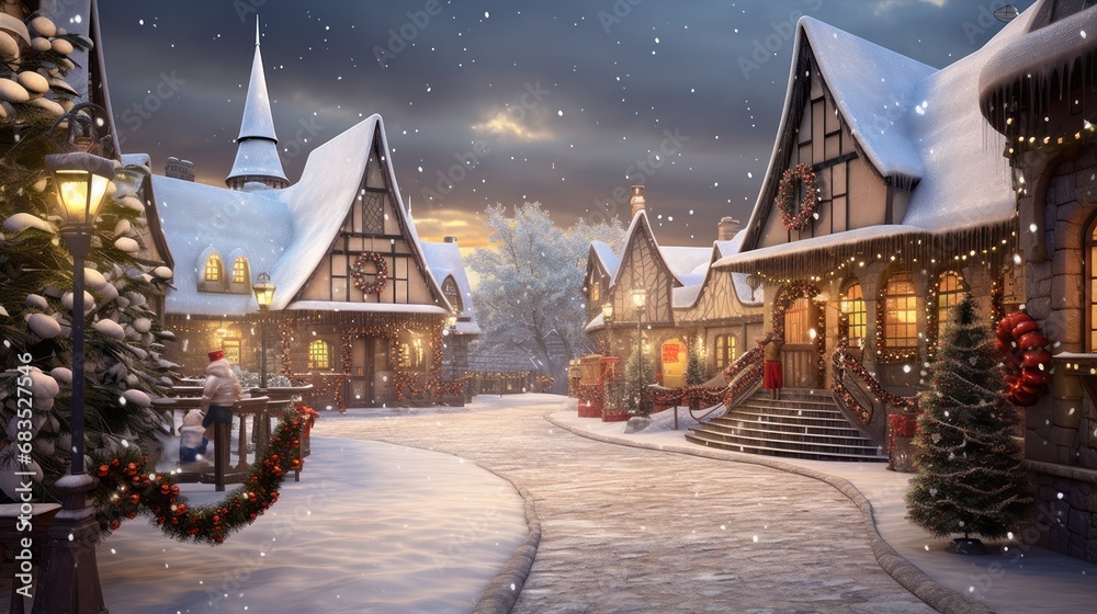 Street in a Christmas night in an old town Street in a Christmas night in an old town