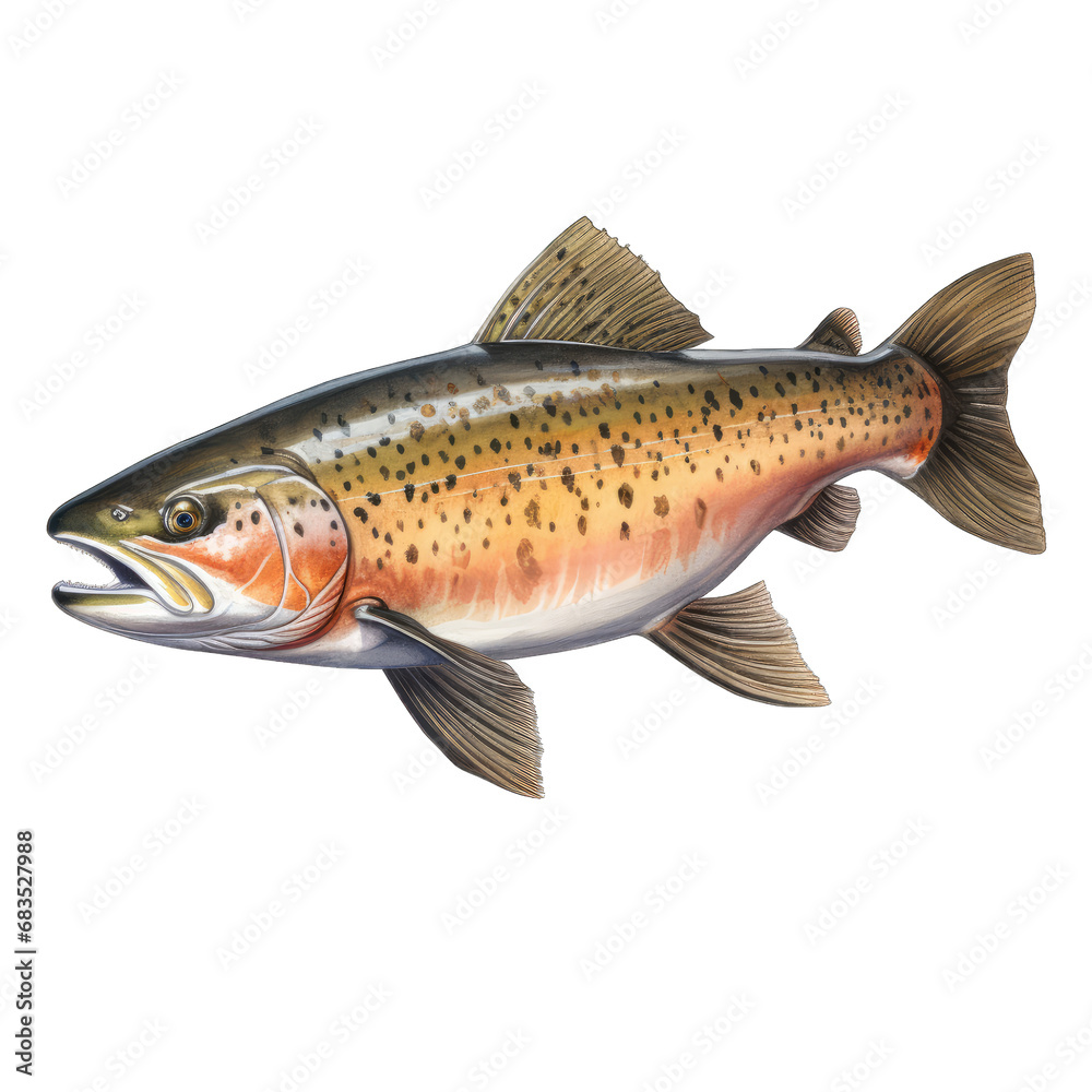 Fish trout, salmon isolated on transparent and white background. PNG transparent Fish trout, salmon isolated on transparent and white background. PNG transparent