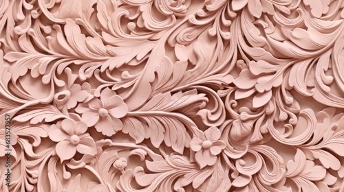 a plaster background adorned with a delicate and intricate floral pattern, capturing the essence of vintage elegance.