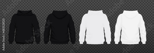 Hoodie White and black template. Hoody mockup blank front view