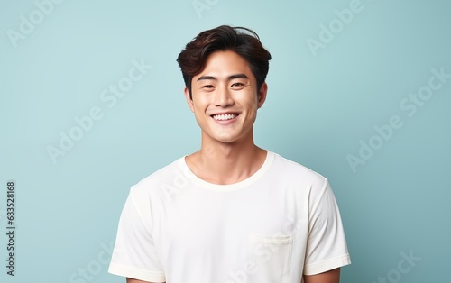 Portrait of young handsome asian beauty smile man isolated background