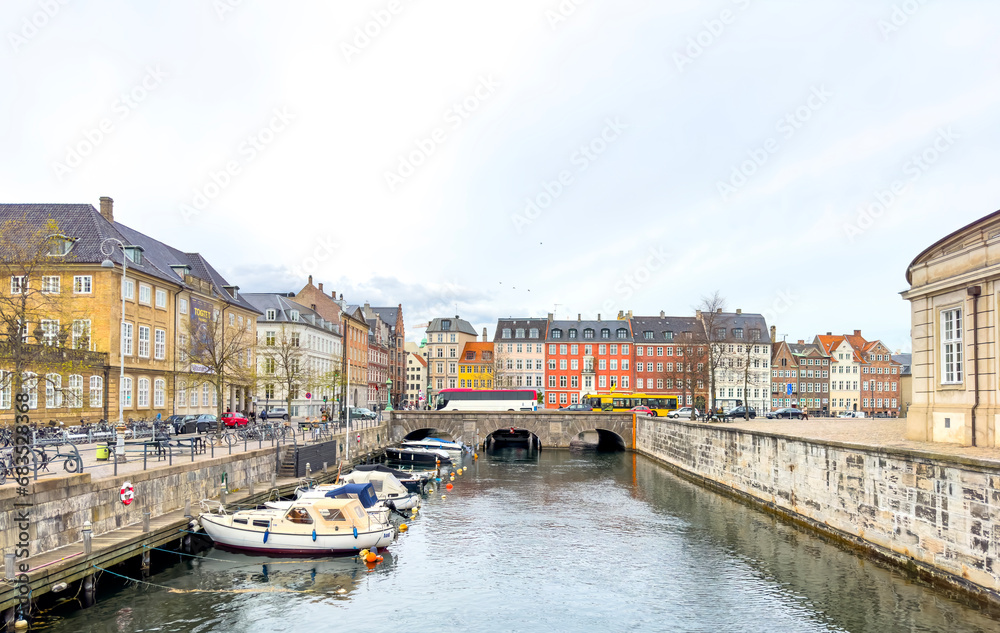 Walking along Copenhagen's canals on a great summer day, Denmark