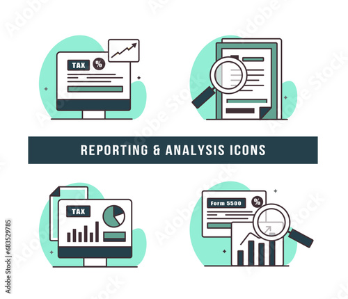 Insightful Reporting & Analysis Icons Collection | Illustrations.