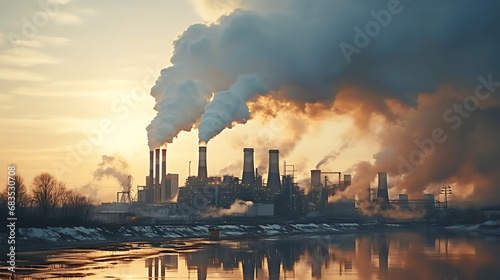 Imagen de instalaciones de una industria química contaminando el aire