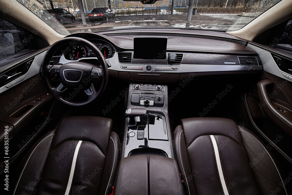 Inside moden car background, car elements and interior