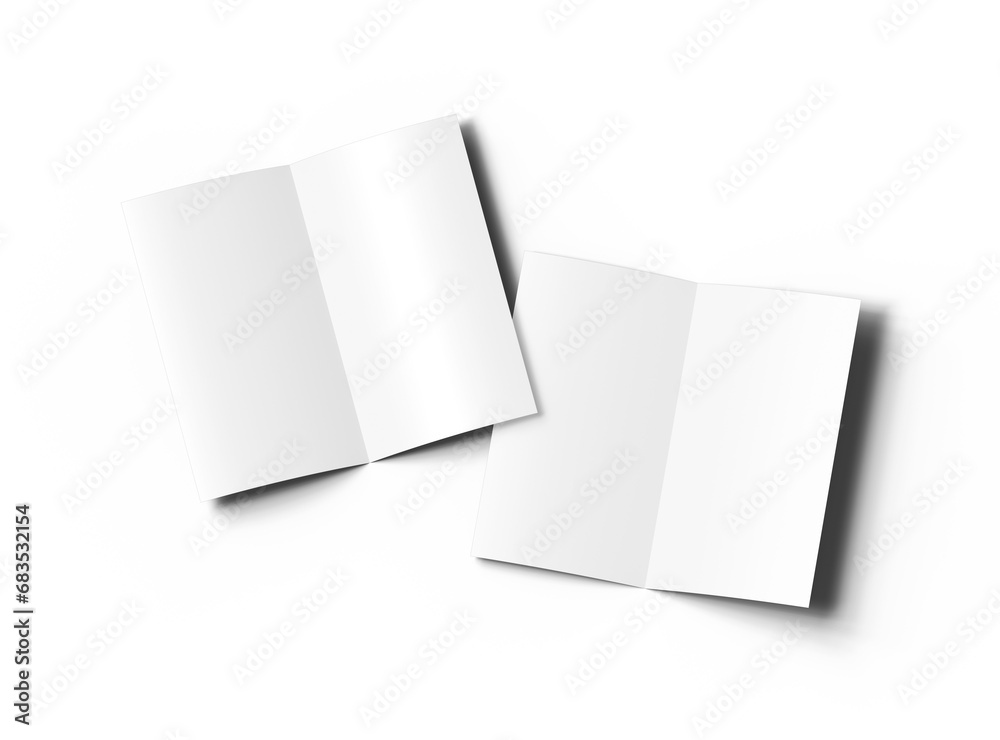 Customizable Half Fold 4,5x8 brochure mockup to present your design. 3d render Customizable Half Fold 4,5x8 brochure mockup to present your design. 3d render