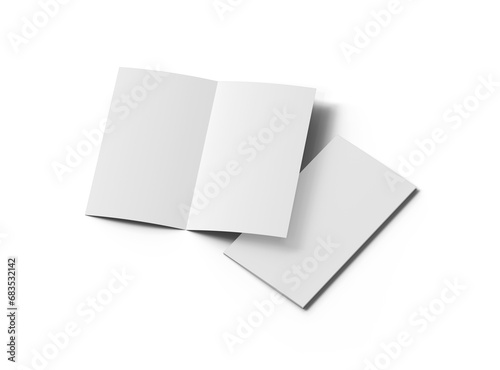 Customizable Half Fold 4,5x8 brochure mockup to present your design. 3d render
