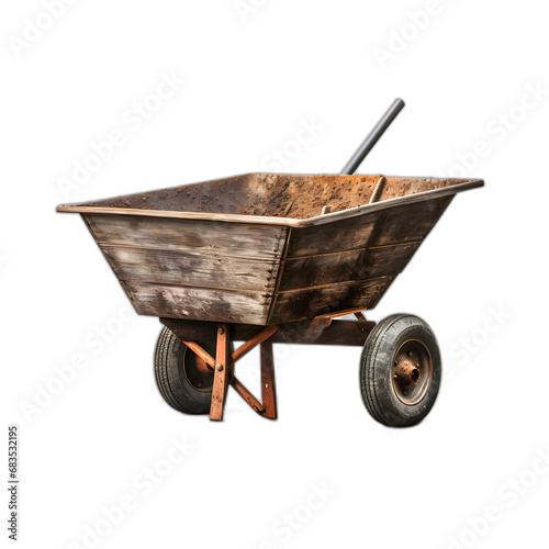 Wheelbarrow isolated on transparent or white background, png