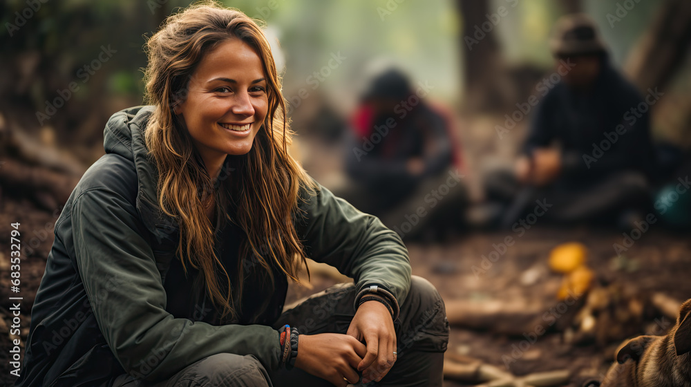 Fototapeta premium a young pretty traveling woman