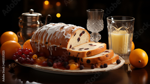 panetone orange juice and fruit