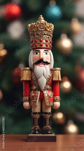 A wooden nutcracker with a crown on top of it