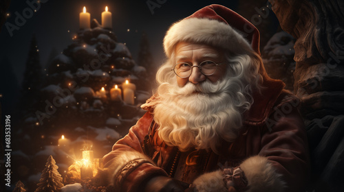 santa claus with christmas tree