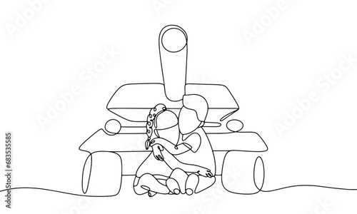 Children. Orphans. War. Tank. One line