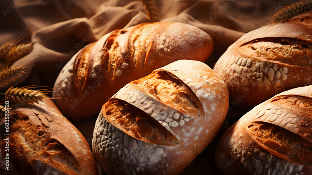bread background, bakery products. flour products. food.