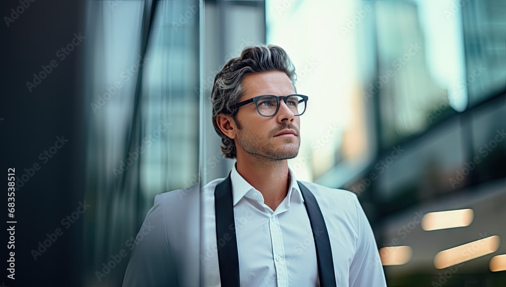 Fototapeta premium Focused Executive in Urban Business District