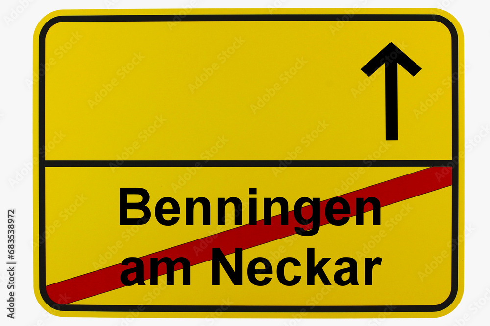 Illustration eines Ortsausgangsschildes von Benningen am Neckar in Baden-Württemberg Illustration eines Ortsausgangsschildes von Benningen am Neckar in Baden-Württemberg