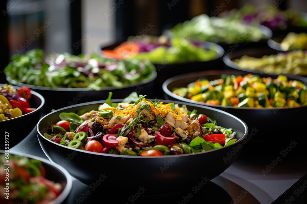 Close-ups of diverse and nutrient-rich salads or meal options, showcasing the importance of varied diets, creativity with copy space Close-ups of diverse and nutrient-rich salads or meal options, showcasing the importance of varied diets, creativity with copy space