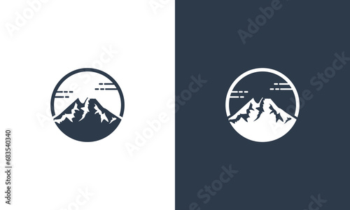 mountain collection with black and white background logo design vector