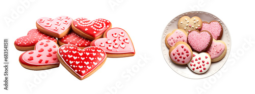 Heart Shaped Cookies Set: Perfect for Valentines Day, Isolated on Transparent Background, PNG
