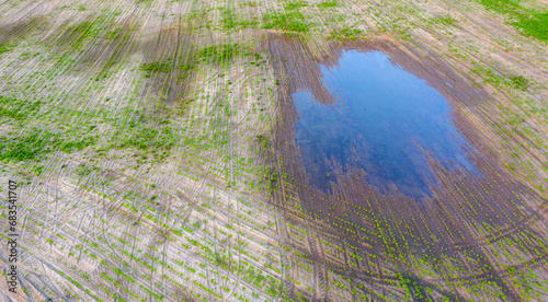 Deluge Disaster  Aerial View of Agricultural Fields Underwater