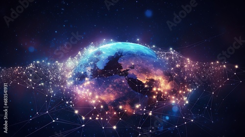 Rendering 3d Global network connection concept. AI generated image