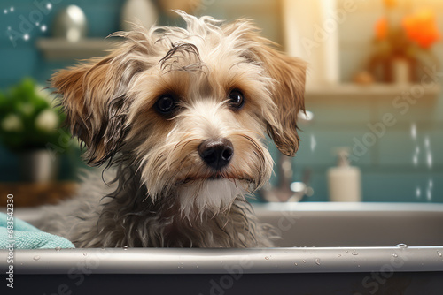 A meticulously groomed and clean pet, reflecting the commitment to the hygiene and well-being of furry companions. Concept of pet cleanliness. Generative Ai.
