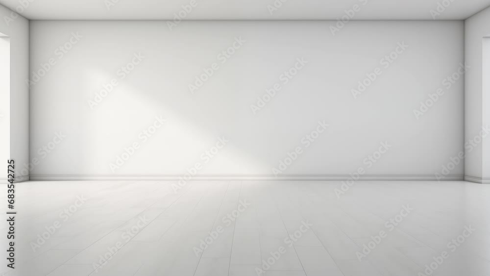 Empty white minimalist room. Concept of modern architecture and construction. Zoom effect. High quality 4k footage Empty white minimalist room. Concept of modern architecture and construction. Zoom effect. High quality 4k footage