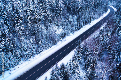 Winter Wonderland Drive: Capturing Mountain Roads from the Sky © maykal