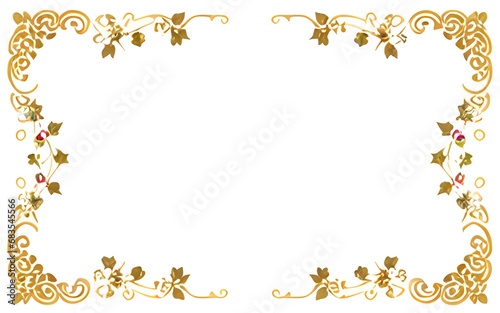Gold Luxury Flower Border Frame Illustration