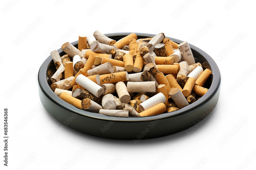 Cigarette butts in the ashtray. Cut out on transparent Cigarette butts in the ashtray. Cut out on transparent