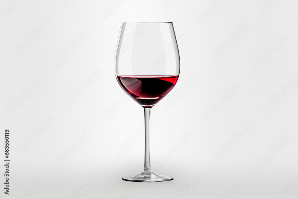 A glass of wine on a white background. Generative AI