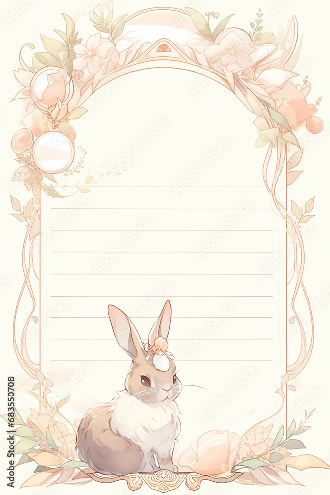 rabbit notepad pastel color