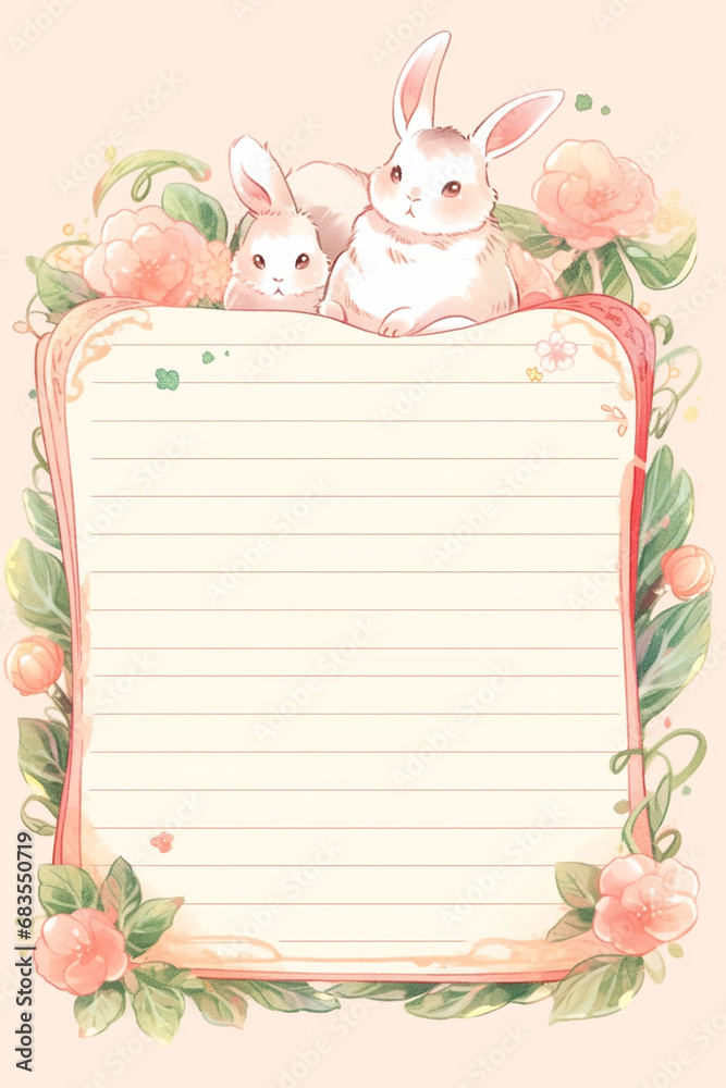 rabbit notepad pastel color