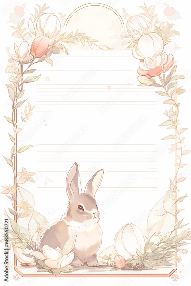 Fototapeta premium rabbit notepad pastel color