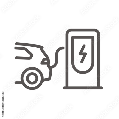 Icon of Electric car charging , Vector Icon, Editable Vector icons about electric charging, supercharger network, sustainable energy and electric vehicules.