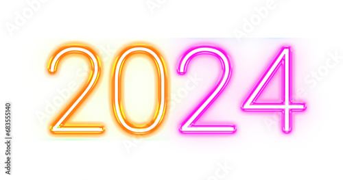 2024 Neon Design Happy New Year