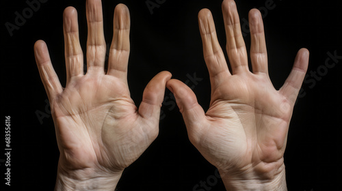 Marfan Syndrome  disease hands on black background