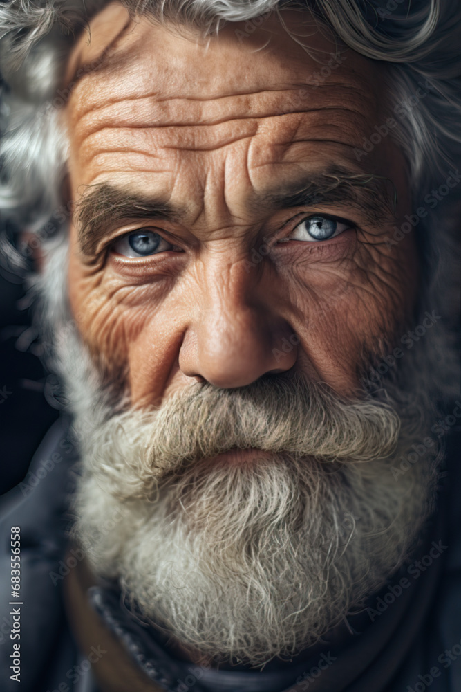 Portrait of an old wrinkled man with melancholic face Portrait of an old wrinkled man with melancholic face
