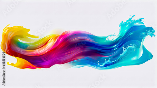 Woman with long colorful hair on her head and colorful wave of hair on her head.