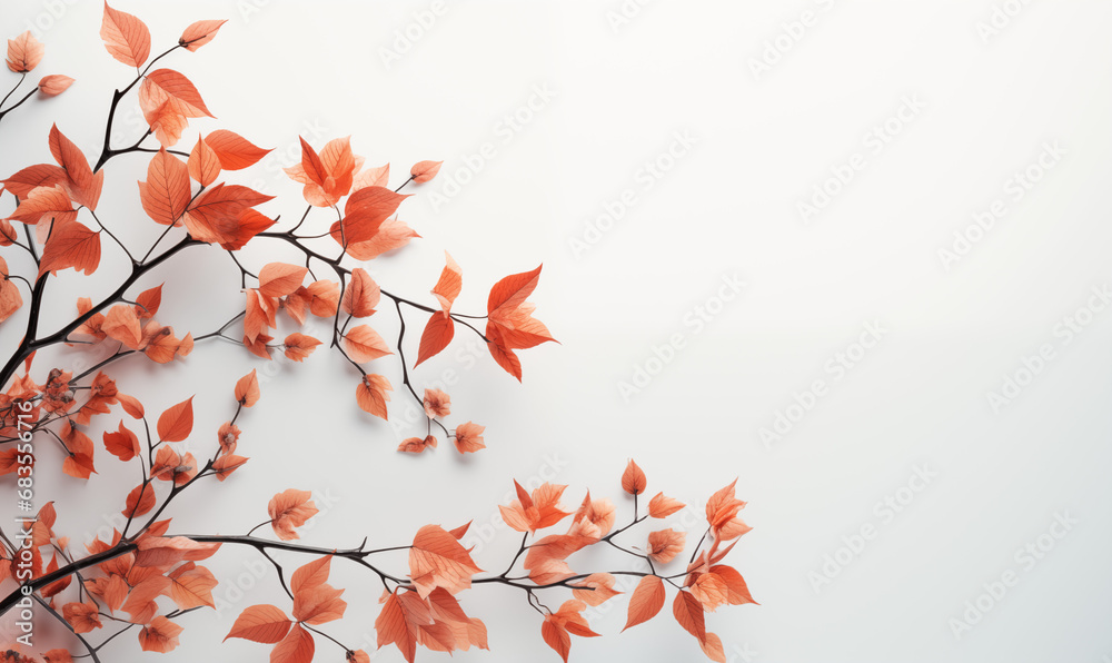 Autumn leaves on white background illustration with copy space - Colorful Leaves on a Blank Canvas Autumn leaves on white background illustration with copy space - Colorful Leaves on a Blank Canvas