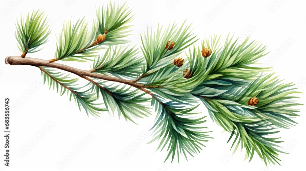 Obraz premium A Detailed Illustration of a Majestic Pine Tree Branch with Luscious Cones