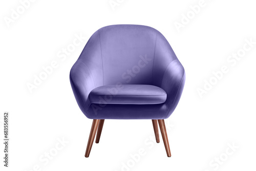 Modern purple lounge chair or armchair isolated on transparent background. PNG file. Generative AI.