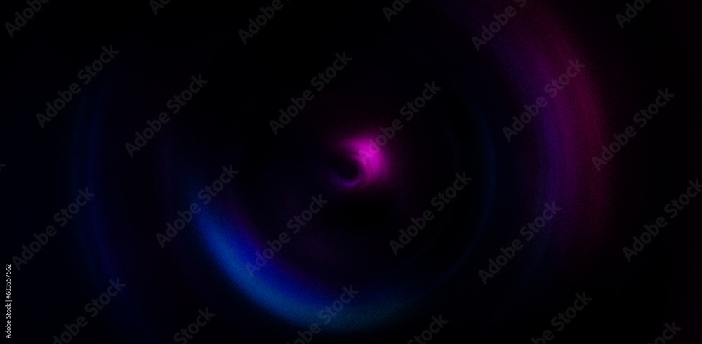 Blue pink purple dark circle. Illustration of a colorful hurricane. Grainy background for website banner. Desktop design. A large, wide template, pattern. Color gradient. Colorful, mix, bright