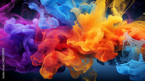 colorful smoke on the black background