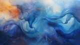 spiralling smoke and paint, organic, blue morning glory decay, abstract painting, background