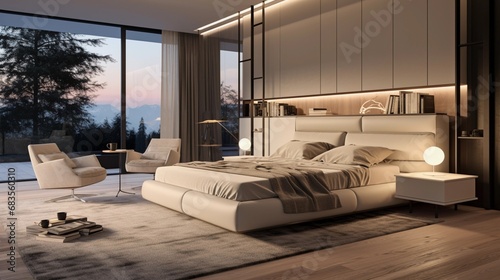 Exclusive bedroom in a modern style, luxurious interior © PhotoHunter