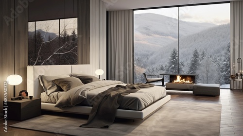 Exclusive bedroom in a modern style, luxurious interior